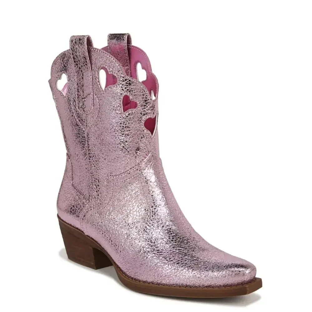 Circus NY by Sam Edelman Pink Metallic Jadia Cowboy Boots Size 10